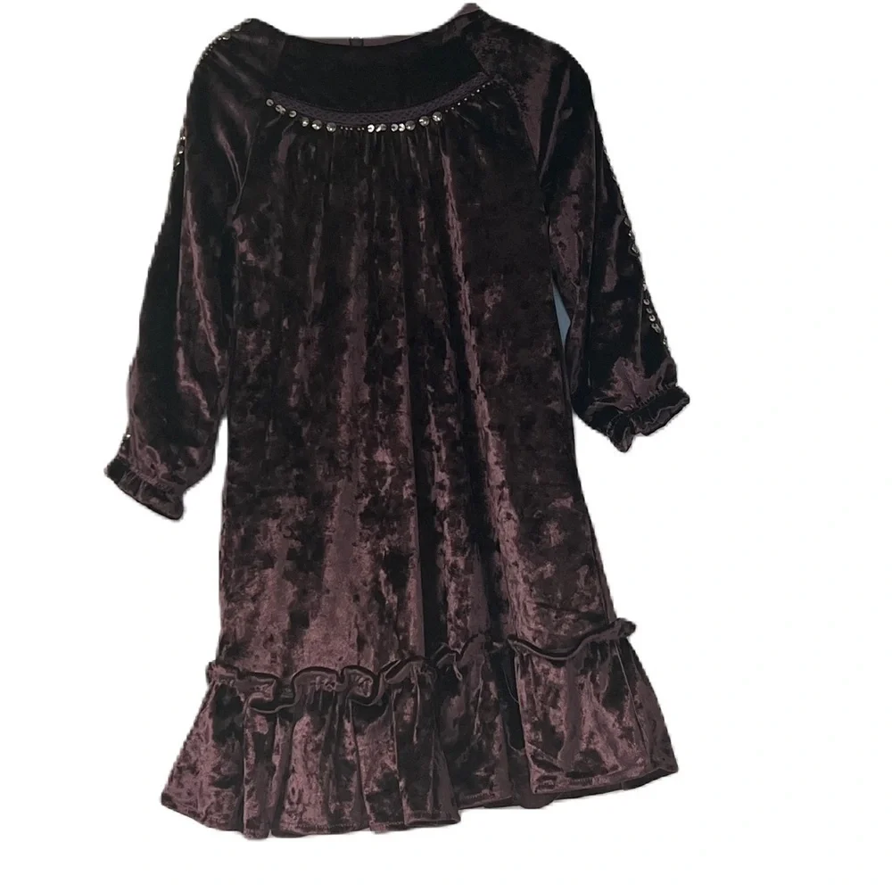 Fraze Purple Velvet & Sequin Party Dress for Girls - Size 4